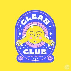 a yellow and blue logo with the words clean club on it