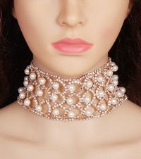 Gold Rhinestone and Pearl Choker Pearls And Flowers, Celebrity Jewelry, Wholesale Accessories, Rhinestone Choker, Gold Rhinestone, Rhinestone Jewelry, Pearl Choker, Beads Jewelry, Wholesale Jewelry