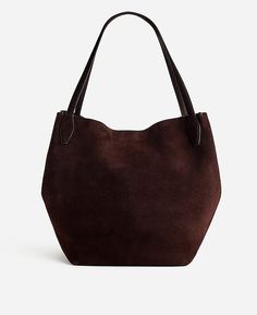 The Shopper Tote in Soft Grain | Madewell Brown Suede Tote, Casual Leather Tote Bag, Cool Tote Bags, Madewell Bag, Winter Purse, Red Loafers, Madewell Handbags, Soft Leather Tote, Suede Tote Bag