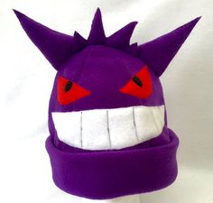 Gengar Costume, Gengar Hat, Gengar Beanie, Wooper Pokemon, Pokemon Beanie, Pokemon Costumes, Pokemon Gifts, Costume Hats, Wood Wall Decor