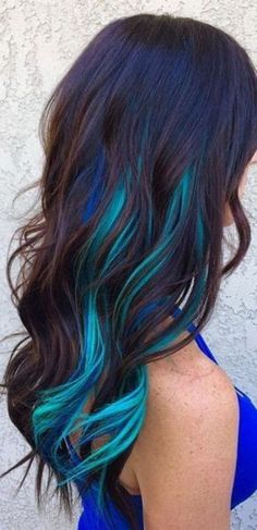 Fun Hairdos, Blue Peekaboo, Purple Tips, Brunette Balayage, Teal Hair