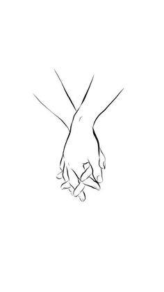 two hands holding each other with one hand on top of the other, in black and white