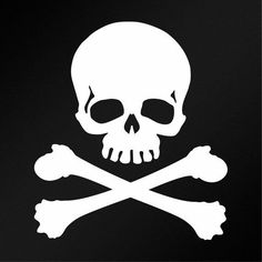 a white skull and crossbones on a black background