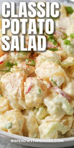 a close up view of a potato salad