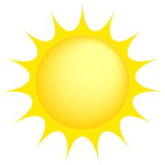 the sun is shining bright yellow on a white background, it appears to be an illustration