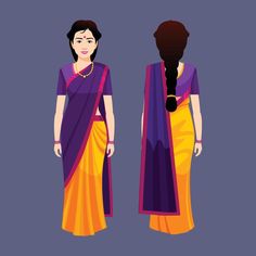 Saree Lady Drawing, Saree Illustration Digital, Woman In Saree Sketch, Sari Illustration Indian, Laxmi Goddess, Side Face Drawing, Indian Women Vector Illustration, Women Vector