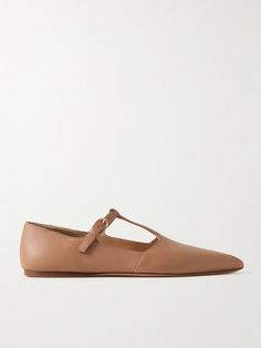 Gabriela Hearst's 'Lola Ballerina' Mary Jane flats have a T-bar strap across the top and chic pointed toe. The versatile sand shade will work with almost everything. Porter Bag, Flat Dress Shoes, Orlebar Brown, Gabriela Hearst, Leather Mary Janes, Pointed Toe Shoes, Pointed Toe Flats