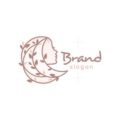 a woman's face with leaves on it and the words brand slogan