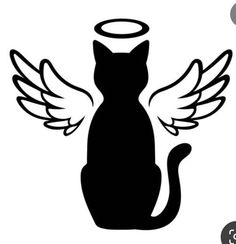 a black cat with angel wings on it's back and the words, i love cats