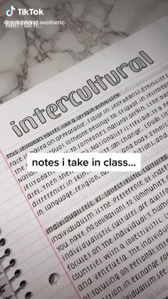 an open notebook with the words'notes i take in class'written on it