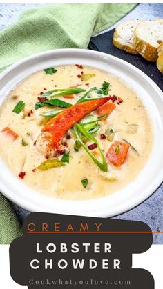 lobster chowder in a bowl Lobster Chowder Recipe, Lobster Chowder, Lobster Soup, Shrimp Chowder, Seafood Soup Recipes, Dinner Seafood, Lobster Sauce