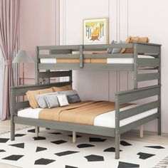 a bunk bed with two sets of stairs