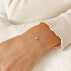 Crafted from high-quality 14 carat gold, this stunning Cross bracelet features a delicate chain with a powerful tiny cross charm at its center. Symbolizing hope, this 14K gold bracelet serves as a beautiful reminder of strength and resilience. ✨ Handmade of 14K real gold / 585 gold (58.5% of gold purity); zirconia stones ✨ Adjustable length to 18,5 cm (7.28'') | Charm height - 5,22 mm (0.2'') ✨ Waterproof, hypoallergenic jewelry ➡️ Tips for caring for solid gold Although this bracelet is a lifet Gold Cross Bracelet, Pink Heart Jewelry, Hope Bracelet, Solid Gold Bracelet, Tiny Cross, Real Gold Jewelry, Gold Armband, Bride Earrings, Cross Chain