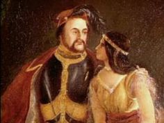 a painting of a man and woman dressed in medieval clothing