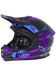 a helmet that has pink and blue designs on it, with the words freegunder written