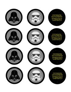 star wars stickers are shown in black and white