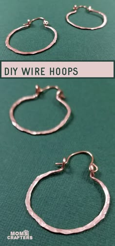 Diy Metal Earrings, Make Hoop Earrings, Diy Wire Jewelry Rings, Silver Smithing, Friendship Bracelets Easy, Metal Jewelry Making, Diy Leather Earrings, Wire Hoop Earrings, Hammered Jewelry