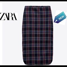 Nwt Zara Navi Blue/Red Plaid Midi Skirt, Zip For Closer,, Size S Zara Trends, Sequin Skirt Long, Vegan Leather Midi Skirt, Zara Midi Skirt, Belted Midi Skirt, White Cotton Skirt, Plaid Midi Skirt, Ruched Midi Skirt, Faux Leather Midi Skirt