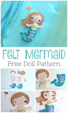 felt mermaid doll pattern with instructions to make it