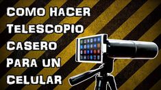 an image of a cell phone on a tripod with the words como hacer telescopo casero para un celur