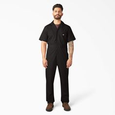 An iconic heritage design for close to a century, our Men's Short Sleeve Coveralls have evolved to meet the demands of the modern workplace. Originally constructed from heavy denim with button-up fronts, the new lightweight design easily fits over your clothes. The coveralls feature elastic waist inserts that expand for your comfort. Functional and fashionable, useful additions like our wrinkle-resistant fabric with an easy-care stain release finish add new practicality to the tried-and-true tru Dickies Coverall, Modern Workplace, Dickies Shorts, Painters Pants, Functional Style, Knee Pants, Buy Shirts, Work Uniforms, Workwear Fashion