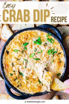 image of hand dipping crostini into hot crab dip with stretchy cheese. Text overlay: Easy Crab Dip Recipe Easy Crab Dip Recipe, Easy Hot Crab Dip, Easy Crab Dip, Crab Dip Appetizers, Party Appetizers Healthy, Cajun Crab Dip, Crab Dip Cold, Cajun Crab, Crab Dip Recipe