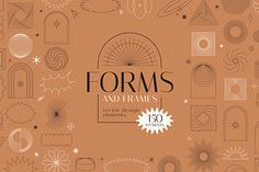 the front cover of forms and frames, with an image of various shapes in brown