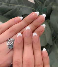 Celeb Nails, Rounded Acrylic Nails, Paznokcie Hello Kitty, White Tip Nails, Prom 2022, Kutek Disney, Long Almond, Formal Nails, Nails 2022