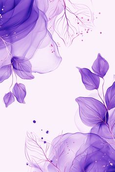 purple flowers and leaves on a white background