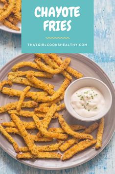 Chayote Fries on a grey plate with a bowl of mayonnaise for dipping. Air Fry Radish Chips, Stuffed Chayote Recipes, Keto Chayote Recipes, Low Carb Chayote Recipes, How To Cook Chayote Squash, Chayote And Chicken Recipes, Squash Fries, Plant Based Desserts