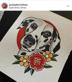 an image of a dog with flowers on it