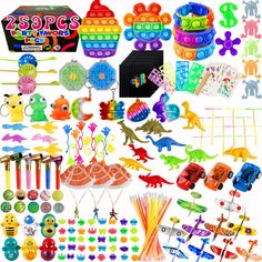 a large assortment of toys and crafts for kids