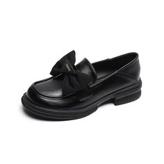 Tavimart spring women's casual leather shoes Ladies Black Loafers bow decoration Retro Style british style Outerwear low heels 41-43 size Thick Heel Shoes, Bow Women, Shoes Stand, Casual Leather Shoes, Womens Chunky Heels, Platform Loafers, Black Loafers, Shoe Covers, Leather Shoes Woman