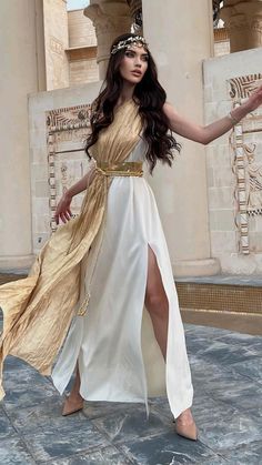 Demeter Goddess Costume, Golden Goddess Costume, Goddess Costume Halloween, Greek Goddess Outfit, Greek Goddess Costume Halloween, Athena Costume, Egyptian Goddess Costume