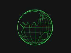 the earth is glowing green on a black background, and it appears to be an animation