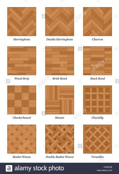 different types of wood flooring patterns and names for the floors in this house, they are