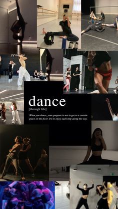 a collage of dance photos with the words dance on them and images of dancers