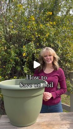 Needmore Farms | Gardening, DIY, and Recipes on Instagram: "Filling large planters completely with soil can make them heavy and expensive. Try this hack to save some money…and your back 😂🪴  This hack is for large pots. If your pot is 14” or smaller, fill the enter pot with soil.   #garden #gardening #gardenhacks #gardeninghacks #gardeningtips #needmorefarms" Big Pots In Garden, How To Fill Large Potted Plants, What To Put In Large Planters, Flower Pots Ideas Outdoor, Giant Pots Planters, What To Fill Big Flower Pots With, Diy Large Flower Pots Outdoor Planters, Planting In Large Planters, How To Fill Tall Planters Flower Pots