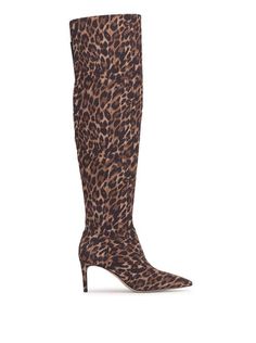 Verity Stiletto Boot in Leopard Leopard Print Leather Boots With Pointed Toe, Leopard Print Pointed Toe Leather Boots, Knee High Stiletto Boots, Brown Ankle-high Snake Print Boots, Leopard Print Heels With 4-inch Pointed Toe, Leopard Boots 9.5, Knee High, Faux Suede, Autumn Winter Fashion