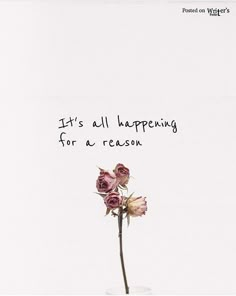 a pink flower with the words it's all happening for a reason