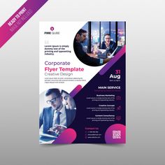 a purple and black business flyer template