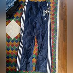 Never Worn! Youth L 14/16 Blue Adidas Streetwear Pants, Adidas Blue Streetwear Pants, Adidas Blue Sporty Sweatpants, Adidas Sporty Blue Sweatpants, Casual Navy Adidas Pants, Adidas Blue Cotton Bottoms, Adidas Blue Cotton Pants, Blue Cotton Adidas Bottoms, Blue Adidas Cotton Sweatpants