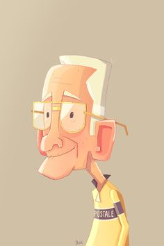 an old man with glasses and a yellow shirt