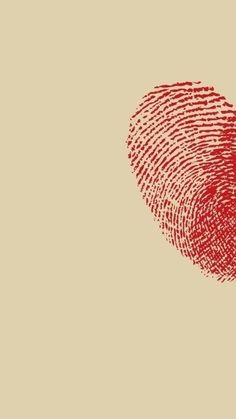 a red fingerprint in the shape of a heart