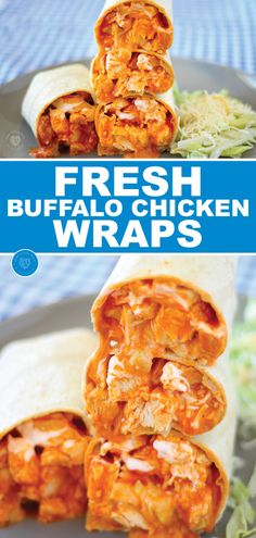 fresh buffalo chicken wraps on a plate