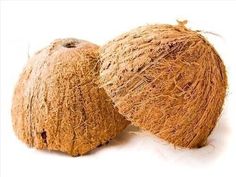 two coconuts are sitting next to each other