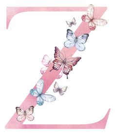 the letter z with butterflies flying around it