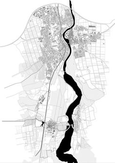 a black and white map of a river