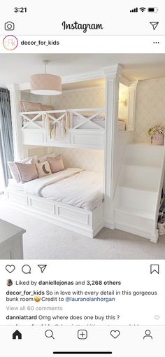 the instagram page shows an image of a bedroom with bunk beds and other items