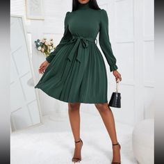 Dresses For Women Classy, Elegant Dresses Classy, Modest Clothing, Church Outfits, Flounce Sleeve, Turtle Neck Dress, Yellow Fashion